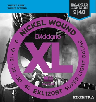 Струни для електрогітар D'Addario EXL120BT XL Nickel Wound Balanced Tension Super Light (9-40)