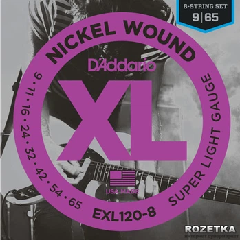Струны для электрогитар D'Addario EXL120-8 XL Nickel Wound 8-String Super Light (9-65)