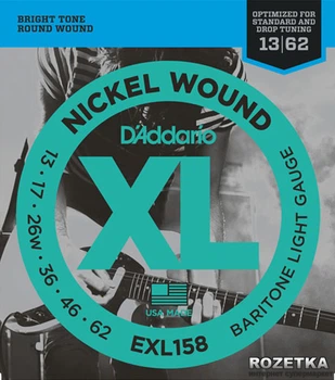 Струны для электрогитар D'Addario EXL158 XL Nickel Wound Baritone Light (13-62)