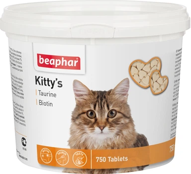 Кормовая добавка Beaphar Kittys +Taurine +Biotine с биотином и таурином для кошек 750 таб (12597) (8711231125975)