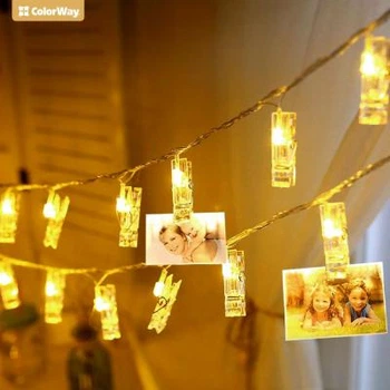 Гирлянда для фотографий с прищепками 3 метра 20LED ColorWay тёплый белый цвет (CW-LCP-20L30B)