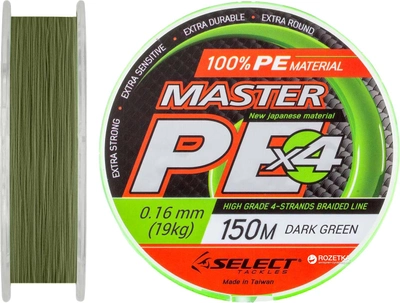 Шнур Select Master PE 150 м 0.16 мм 19 кг Темно-зеленый (18700175)