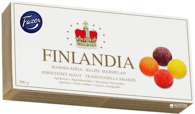 Цукерки Fazer Finlandia з фруктовим наповнювачем 260 г (6411401042355)