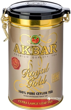 Чай черный  крупнолистовой Akbar Royal Gold  150 г в жестяной банке  (5014176012748)