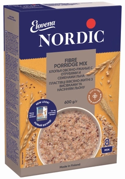 Хлопья овсяно-ржаные NordiC с отрубями и семенами льна 600 г (6411200106715)