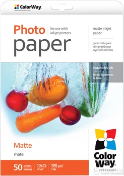 Фотобумага ColorWay матовая 190г/м 10x15 50 л PM190-50 (PM1900504R)