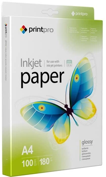Фотобумага PrintPro глянцевая 180г/м A4 100 л PG180-100 (PGE180100A4)