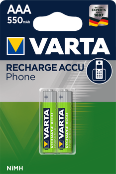 Аккумулятор универсальный Varta Phone ACCU AAA 550 мАч BLI 2 Ni-MH (58397101402) (4008496808120)