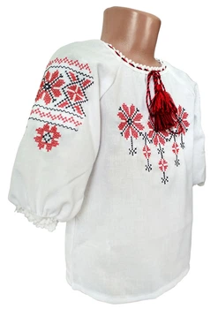 Вишиванка для дівчинки НОКО "Яринка" Біла з червоним 32 07029-32 122 см
