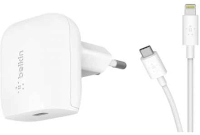 Ładowarka sieciowa Belkin Power Delivery Port USB Type-C — Lightning 18 W 1.2 m Biała (745883780860)