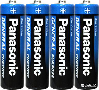 Батарейки Panasonic General Purpose угольно-цинковые AAA (R3) пленка, 4 шт (R03BER/4PR)