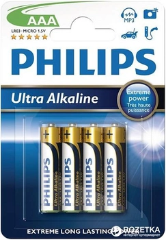 Батарейки Philips Ultra Alkaline LR03 AAА 1.5 В 4 шт. (LR03E4B/10)