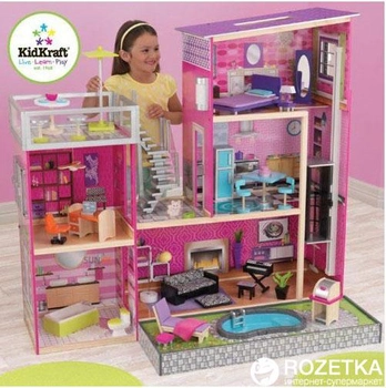 Barbie Дом мечты трехэтажный с лифтом и мебелью GNH53, розовый
