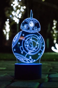 3d-светильник ВВ8 дроид (Звездные войны Star wars), 3д-ночник, несколько подсветок (на пульте)