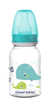 Пляшка з вузьким отвором 120 мл з малюнком LOVE&SEA Canpol Babies Бірюзова (5903407593005)