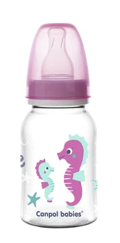 Пляшка з вузьким отвором 120 мл з малюнком LOVE&SEA Canpol Babies Рожева (5903407593005)