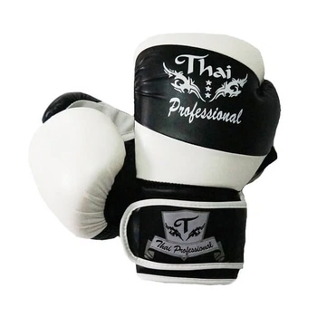 Боксерские перчатки Thai Professional BG7 (12oz) Черные с белым