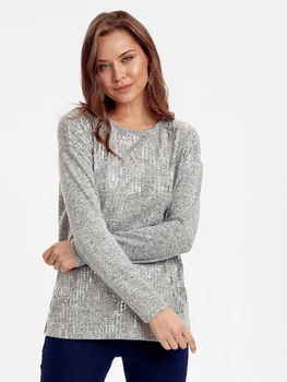 Женская кофта LC Waikiki в блёсточках 5XL Серая (LCW Woman -1636-7)