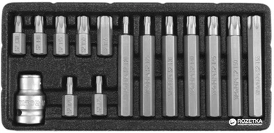 Набор отверточных насадок YATO Torx Security T20-T55 с переходником 1/2" 15 шт (YT-0417)