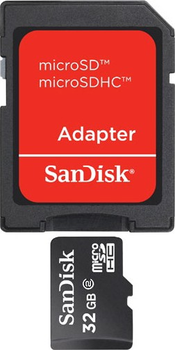 Карта памяти MicroSDHC 32GB Class 4 SanDisk + SD-adapter (SDSDQM-032G-B35A)