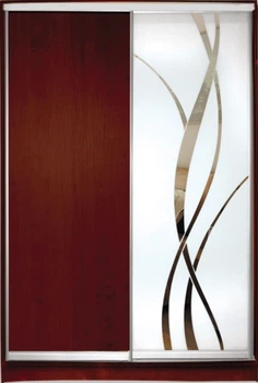 Шкаф купе Luxe Studio Классик-1 ДСП/Зеркало с Пескоструем 1000x2000x600 двухдверный (73686)