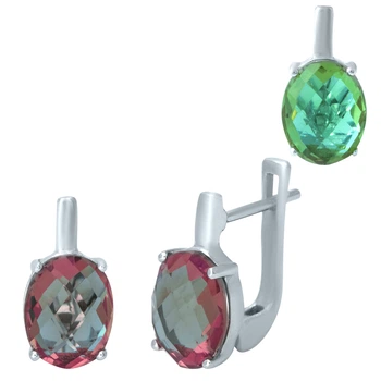 Срібні сережки з аметистом і султанітом 4.713ct (1951156)