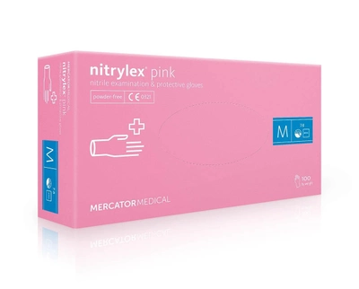Рукавички медичні Mercator Medical Nitrylex Pink нітрилові нестерильні неприпудрені M 10 уп по 100 шт Рожеві (6736101)
