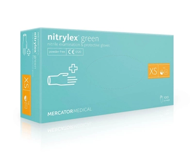 Рукавички медичні Mercator Medical Nitrylex Green нітрилові нестерильні неприпудрені XS 100 шт М'яка ятні (6736088)