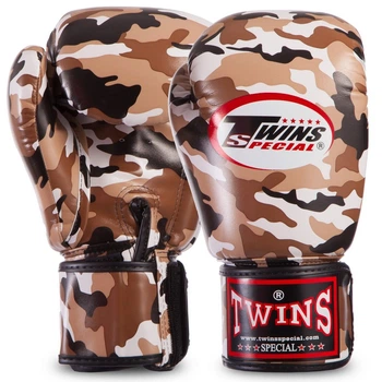 Перчатки боксерские PU TWINS FBGVS3-ML (размер 14oz, цвет камуфляж коричневый)