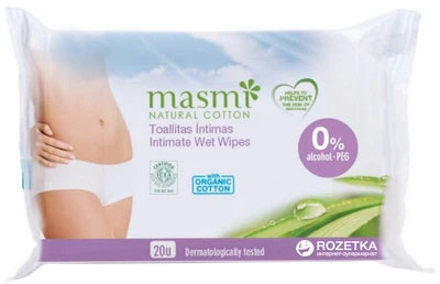 Вологі серветки для інтимної гігієни Masmi Organic 20 шт. (8432984001063)