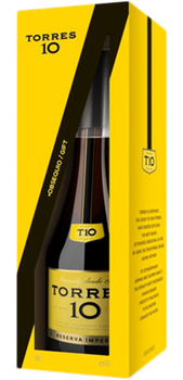 Бренди Torres 10 Gran Reserva 10 лет выдержки 0.7 л 38% сувенирный набор + 1 стакан (8410113037640)