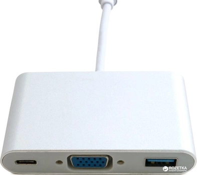 Адаптер Extradigital USB Type-C to VGA/USB 3.0/Type-C 0.15 м White (KBV1690)