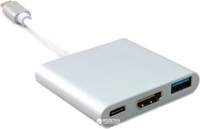 Адаптер Extradigital USB Type-C to HDMI/USB 3.0/Type-C 0.15 м White (KBH1691)