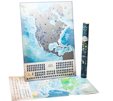 Скретч мапа Північної Америки My Map North America edition blue в тубусі, мапа подорожей 47*68 см