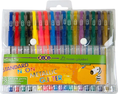 Набор гелевых ручек 18 шт ZiBi Stanfart-Neon-Glitter-Metallic 18 цветов (ZB.2206-99)