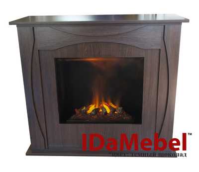 Каминокомплект IDaMebel Denpasar коричневый (1170x990x460) с паровым камином Royal 3D Inferno LED с настоящим 3D эффектом пламени, звуком, интенсивностью пламени