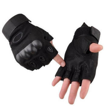 Тактические беспалые перчатки (велоперчатки, мотоперчатки) Oakley Black Размер L