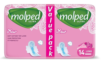Гигиенические прокладки Molped Ultra long eco 5 капель 14 шт*24 (8690536825189)