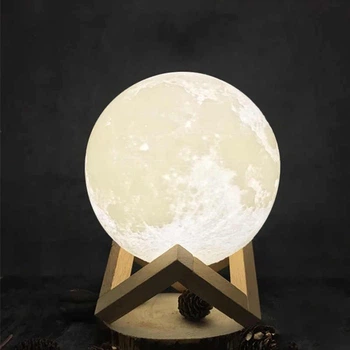 Ночник Белый Луна аккумуляторная 3D Moon Light 15 см диаметр сенсорный пульт в комплекте (1515LNAKB) TIN66