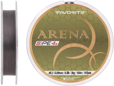 Шнур Favorite Arena PE 4x 100 м # 0.3/0.09 мм 3 кг Серебристый (16931094)