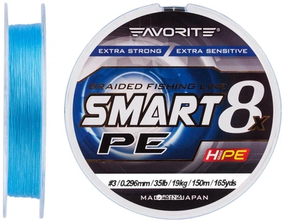 Шнур Favorite Smart PE 8x 150 м # 3/0.296 мм 19 кг Голубой (16931078)