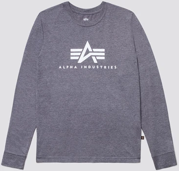 Чоловічий лонгслів Alpha Industries Basic Logo Long Sleeve Tee UTB49002G1 XXL Сірий (640631003195)
