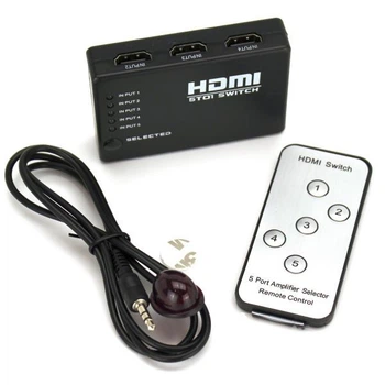 HDMI switcher переключатель HS55 на 5 портов HDMI switch с пультом ДУ