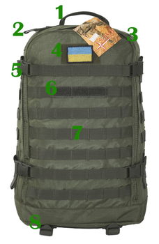 Тактичний, штурмовий супер-міцний рюкзак 5.15.b 32 літрів олива РБІ