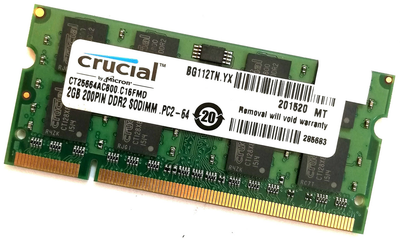 Оперативная память для ноутбука Crucial SODIMM DDR2 2Gb 800MHz 6400s CL6 (CT25664AC800.C16FMD) Б/У