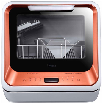 Посудомоечная машина настольная Midea Mini MCFD42900OR белая с оранжевым