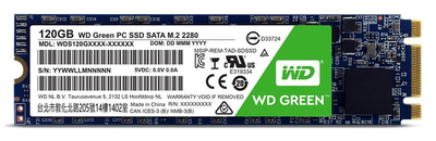 Накопитель SSD 120GB WD Green M.2 2280 SATAIII TLC (WDS120G2G0B)