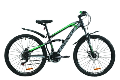 Велосипед двопідвіс гірський (спортивний) 26" Formula Blaze 2020 рама 15" чорно-сірий з зеленим на зріст 150-170 см (OPS-FR-26-380)