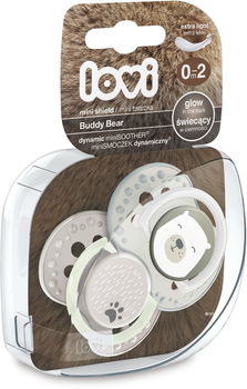 Пустушка Lovi силіконова динамічна 0-2 місяців 2 шт. Buddy bear (22/862)