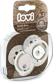 Пустушка Lovi силіконова динамічна 0-3 місяців 2 шт. Buddy bear (22/863)